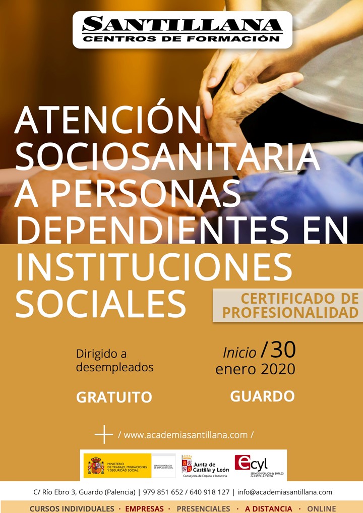 Curso Gratuito Atención Sociosanitaria a Personas Dependientes en Instituciones Sociales Guardo